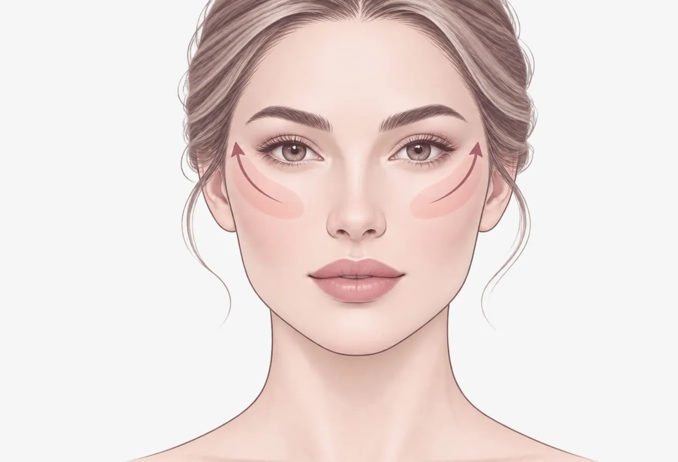 Ilustrație orientativă a zonei tratate prin volumetrie facială cu acid hialuronic la nivelul pomeților